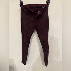 Seven for all mankind Burgundy Distressed Skinny Jeans